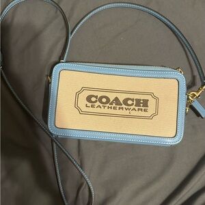 Coach Leatherware Blue and Beige Crossbody Bag